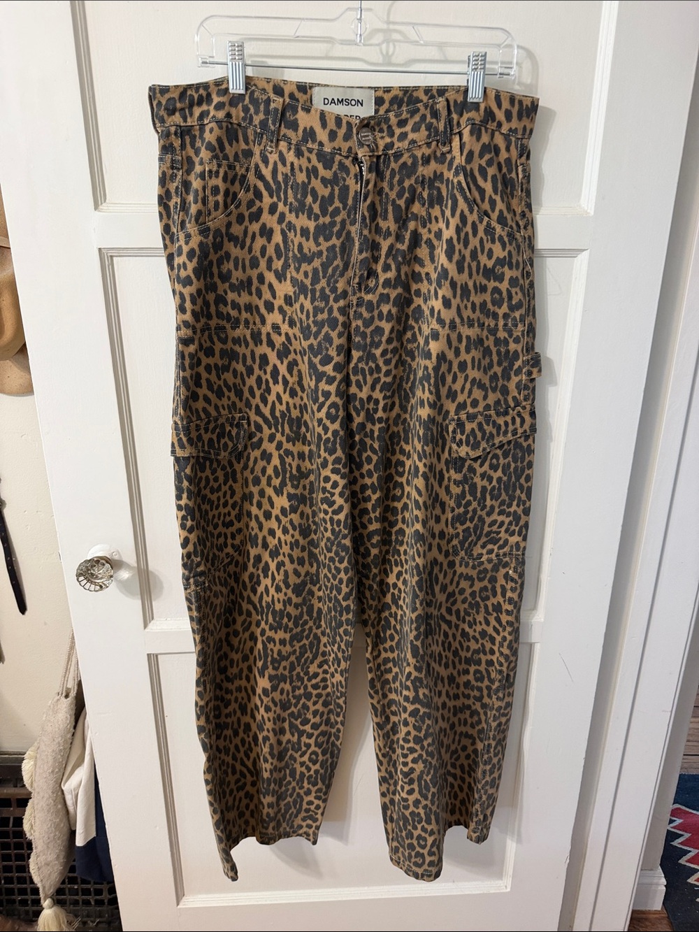 Damson Leopard-Print Wide Leg Cargo Pants - Brown/Black